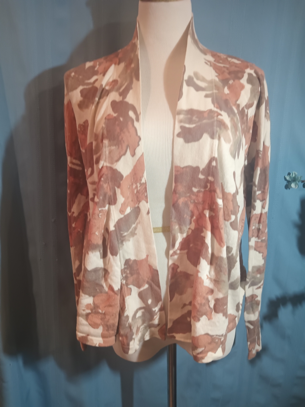 Ann Taylor Loft Open Cardigan Abstract Leaves Pattern